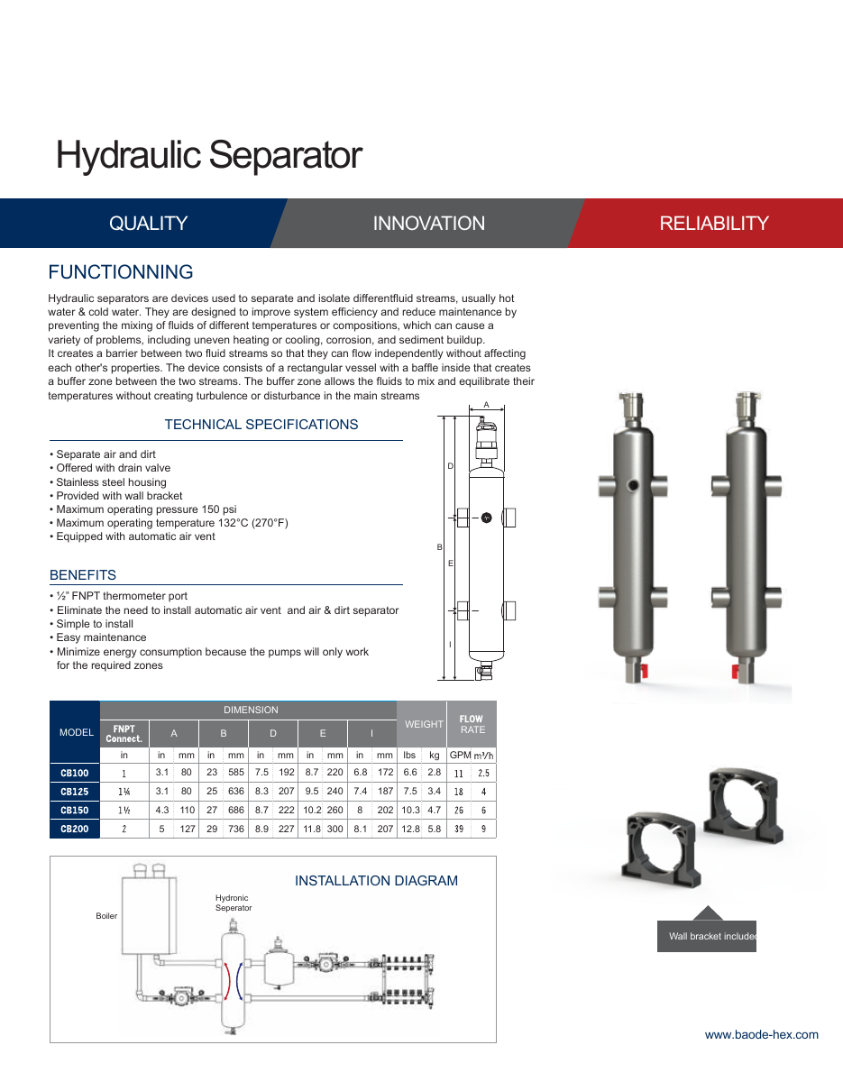 HEXNOVAS Hydraulic Separators brochure product preview