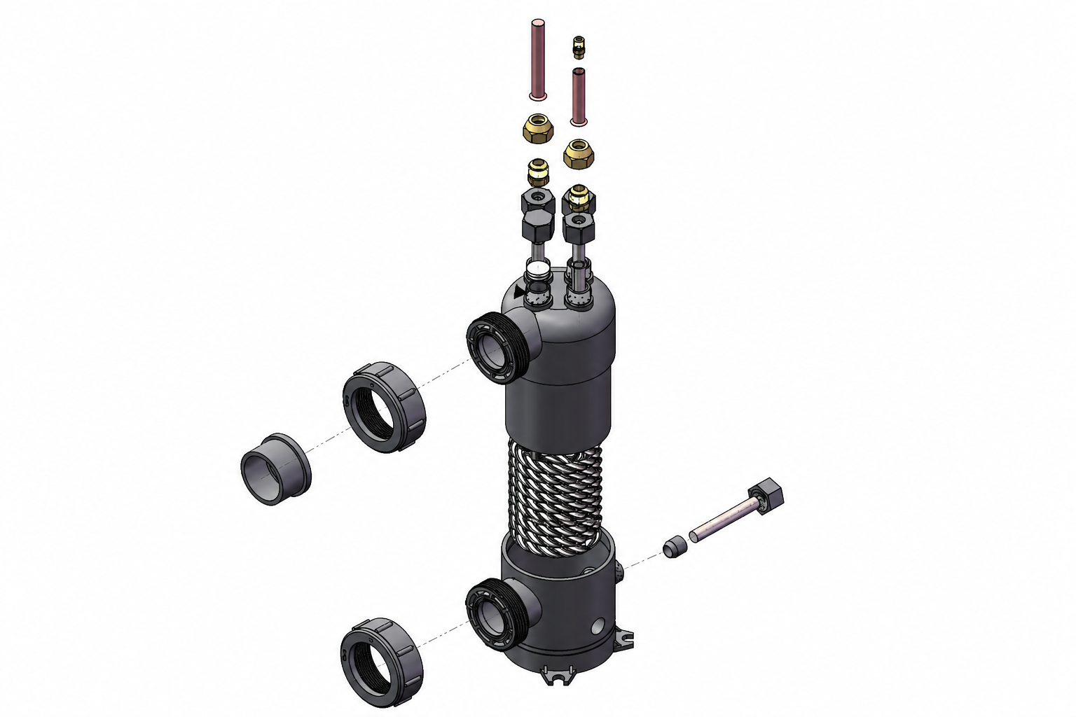 HEXNOVAS PVX チタン チューブ プール熱交換器用部品図