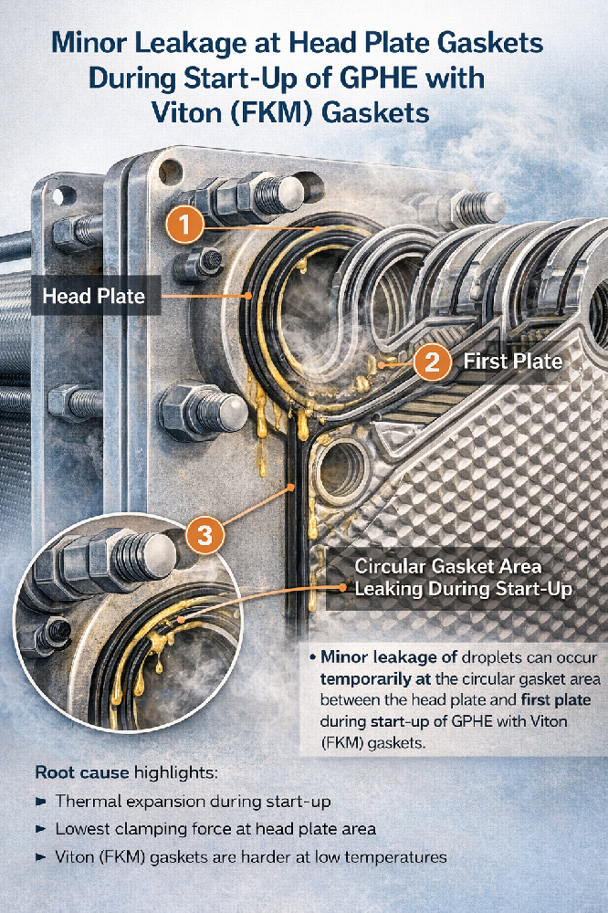 Minor Leakage at Head Plate Gaskets During Start-Up of GPHE with Viton (FKM) Gaskets