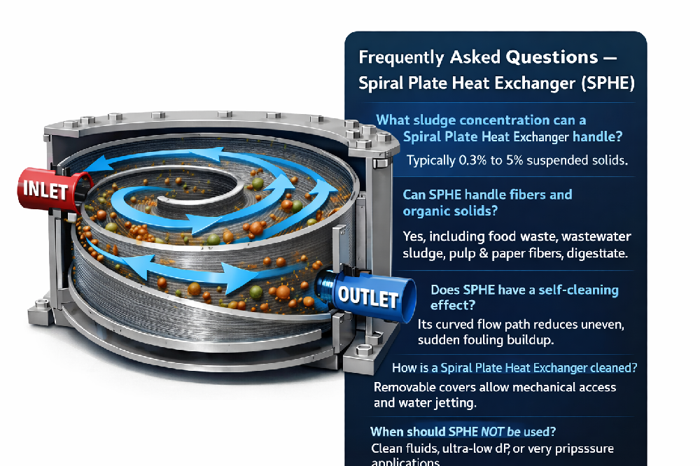 Spiral Plate Heat Exchanger for Sludge Heat Recovery