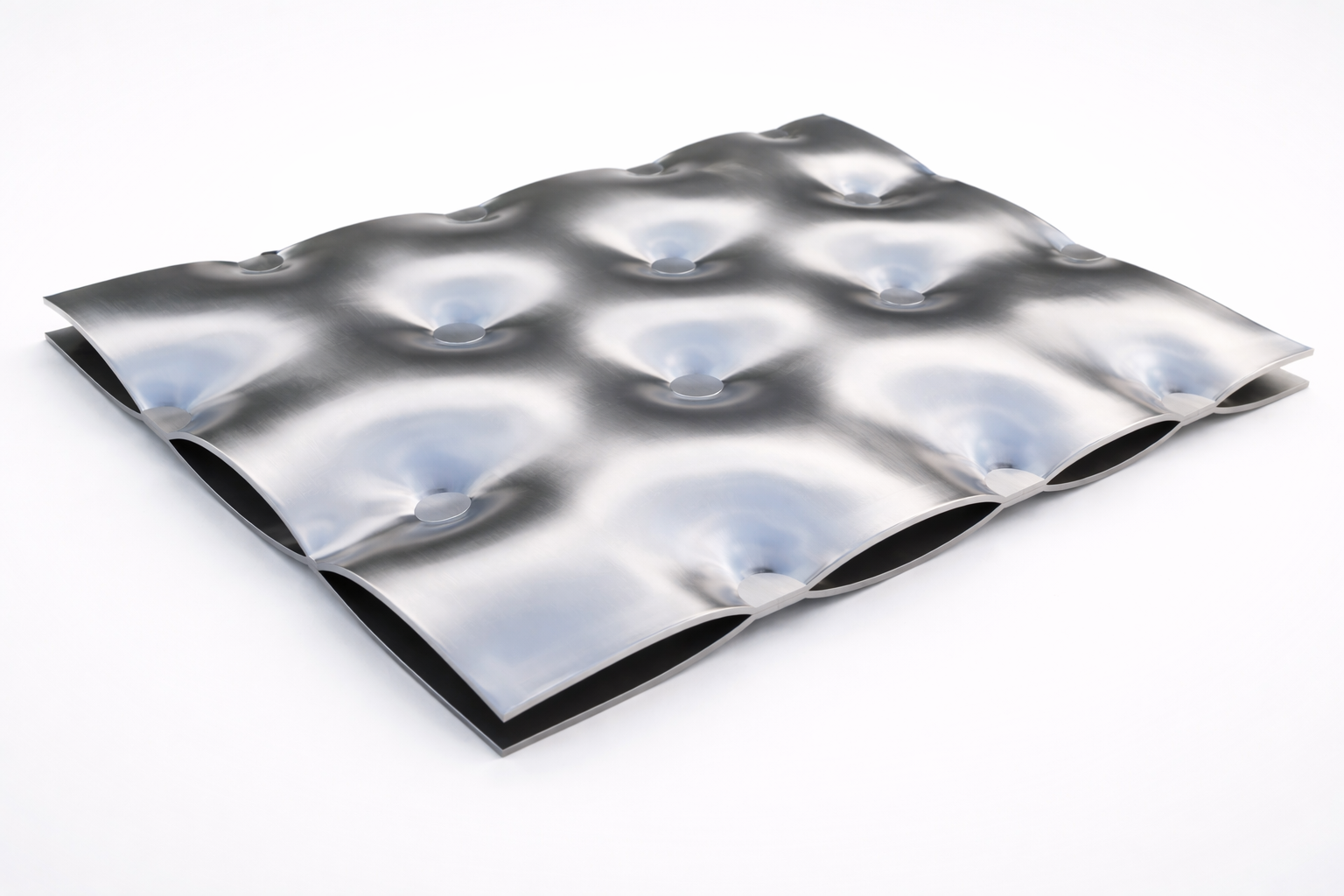 Large stainless steel laser welded pillow plate heat exchanger panel